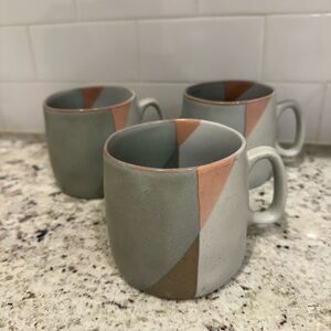 Hearth & Hand Tri-Color Ceramic Mugs, Lot of 3